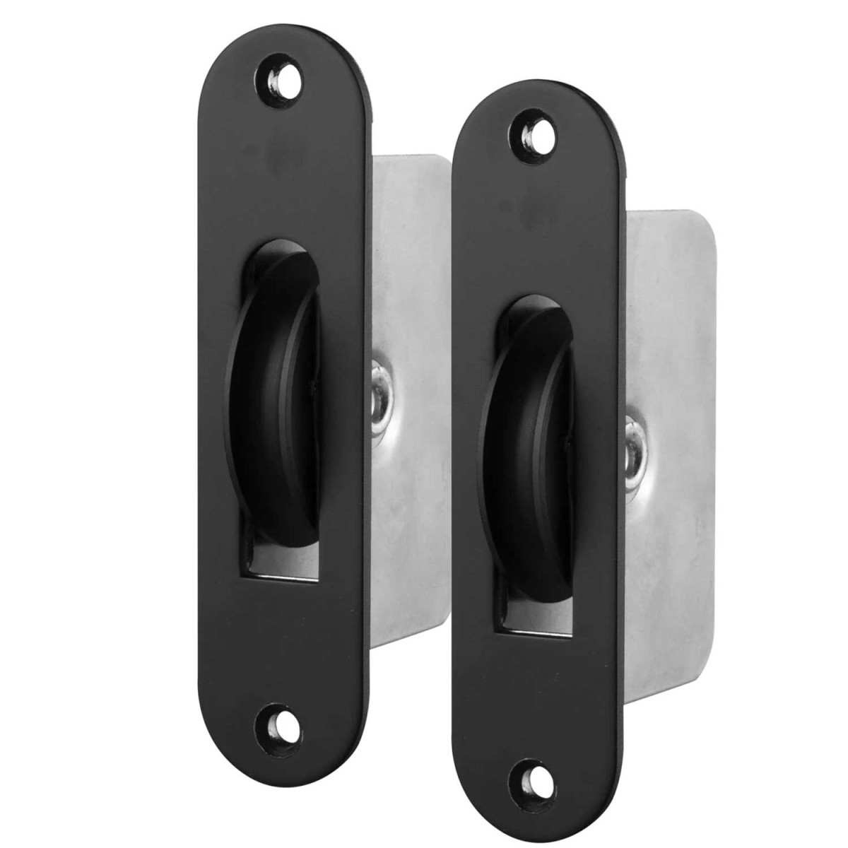 Zwart modern, zwaar, katrollen set - rond